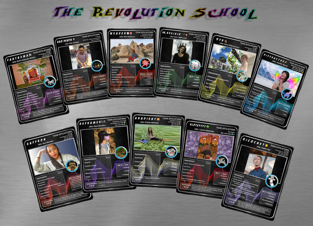 Player cards for artists in The Revolution School
